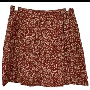 Women’s Gap Floral Maroon And Beige Mini Skirt